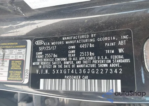 2018 Kia Optima S z USA, uszkodzony, nr VIN 5XXGT4L36JG227342